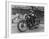 Metropolitan Police Officer on a Triumph Motorcycle During World War II-null-Framed Photographic Print