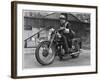 Metropolitan Police Officer on a Triumph Motorcycle During World War II-null-Framed Photographic Print