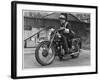 Metropolitan Police Officer on a Triumph Motorcycle During World War II-null-Framed Photographic Print