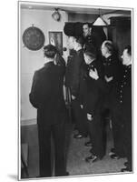 Metropolitan Police Officers Relaxing Playing a Game of Darts-null-Mounted Photographic Print