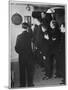 Metropolitan Police Officers Relaxing Playing a Game of Darts-null-Mounted Photographic Print
