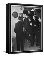 Metropolitan Police Officers Relaxing Playing a Game of Darts-null-Framed Stretched Canvas