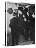 Metropolitan Police Officers Relaxing Playing a Game of Darts-null-Stretched Canvas