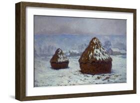 Meules, effet de neige, 1891-Claude Monet-Framed Giclee Print