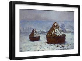 Meules, effet de neige, 1891-Claude Monet-Framed Giclee Print