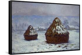 Meules, effet de neige, 1891-Claude Monet-Framed Stretched Canvas