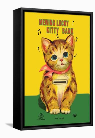 Mewing Lucky Kitty Bank-null-Framed Stretched Canvas