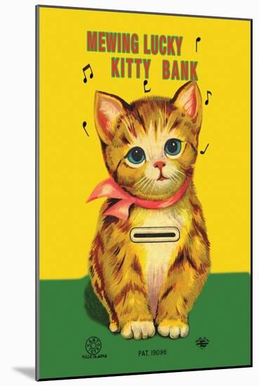 Mewing Lucky Kitty Bank-null-Mounted Art Print