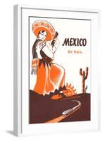 Mexcio by Rail, Senorita with Guitar-null-Framed Art Print