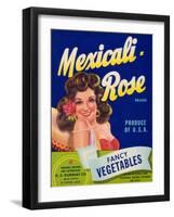 Mexicali Rose Vegetable Label - El Centro, CA-Lantern Press-Framed Art Print