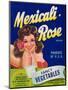 Mexicali Rose Vegetable Label - El Centro, CA-Lantern Press-Mounted Art Print