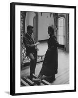Mexican Actor Manolo Fabregas Talking with Actress Maria Felix Between Takes of Her Film-Allan Grant-Framed Premium Photographic Print