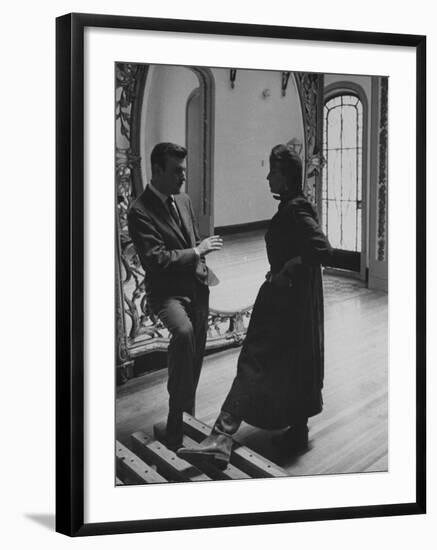 Mexican Actor Manolo Fabregas Talking with Actress Maria Felix Between Takes of Her Film-Allan Grant-Framed Premium Photographic Print