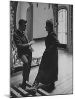 Mexican Actor Manolo Fabregas Talking with Actress Maria Felix Between Takes of Her Film-Allan Grant-Mounted Premium Photographic Print