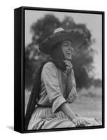 Mexican Actress Maria Felix on Set in Costume for New Picture "Juana Gallo" Reflected in a Mirror-Allan Grant-Framed Stretched Canvas