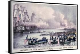 Mexican-American War, Landing of the American Forces under Gen. Scott, at Vera Cruz, March 9, 1847-Currier & Ives-Framed Stretched Canvas