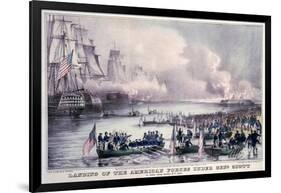 Mexican-American War, Landing of the American Forces under Gen. Scott, at Vera Cruz, March 9, 1847-Currier & Ives-Framed Photo