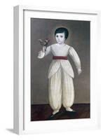 Mexican Boy Holding Cockerel, 19th Century Mexico, 19th Century-null-Framed Giclee Print