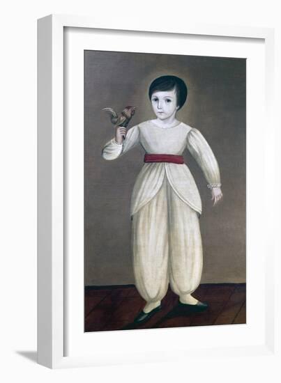 Mexican Boy Holding Cockerel, 19th Century Mexico, 19th Century-null-Framed Giclee Print