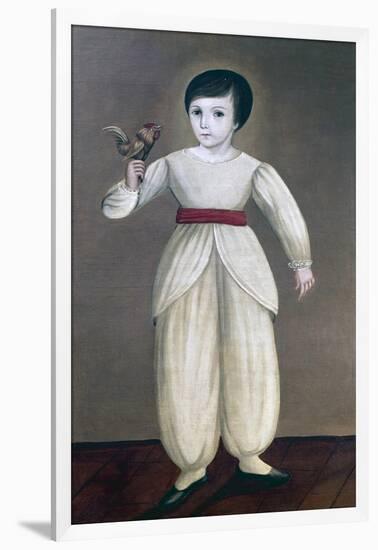 Mexican Boy Holding Cockerel, 19th Century Mexico, 19th Century-null-Framed Giclee Print