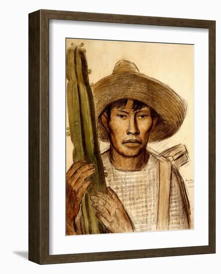 Mexican Boy with Cactus-Alfredo Ramos Martinez-Framed Art Print