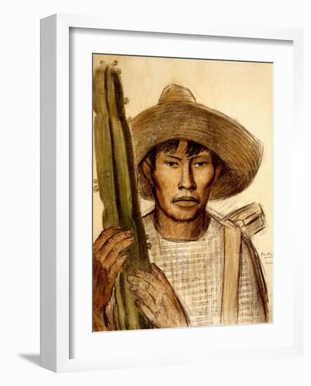 Mexican Boy with Cactus-Alfredo Ramos Martinez-Framed Art Print