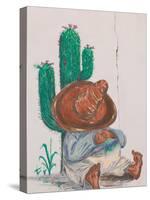 Mexican Cafe Mural, Presidio Historic District, Tucson, Arizona, USA-Walter Bibikow-Stretched Canvas
