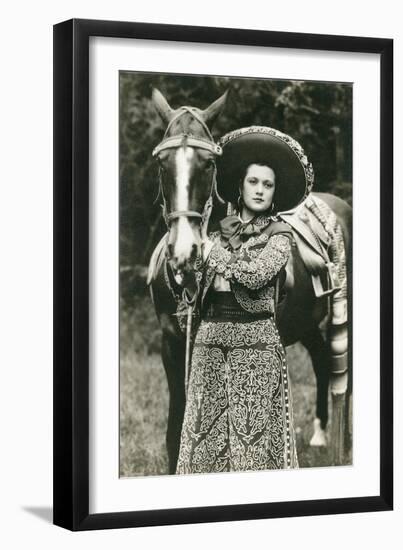 Mexican Charra with Horse-null-Framed Art Print