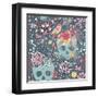 Mexican Concept Background with Flowers, Skulls and Birds-smilewithjul-Framed Art Print