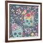 Mexican Concept Background with Flowers, Skulls and Birds-smilewithjul-Framed Art Print