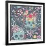 Mexican Concept Background with Flowers, Skulls and Birds-smilewithjul-Framed Art Print