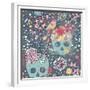 Mexican Concept Background with Flowers, Skulls and Birds-smilewithjul-Framed Premium Giclee Print