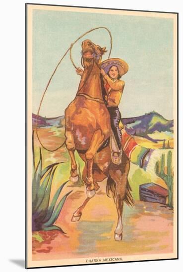 Mexican Cowgirl-null-Mounted Art Print