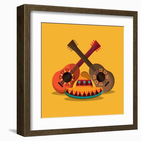 Mexican Culture Related Icons Image-Jemastock-Framed Art Print