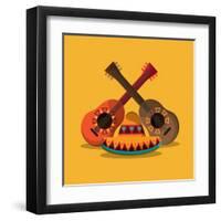 Mexican Culture Related Icons Image-Jemastock-Framed Art Print