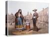 Mexican Family in Plaza Santo Domingo, Mexico City, C.1840-German School-Stretched Canvas