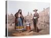 Mexican Family in Plaza Santo Domingo, Mexico City, C.1840-German School-Stretched Canvas