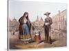Mexican Family in Plaza Santo Domingo, Mexico City, C.1840-German School-Stretched Canvas