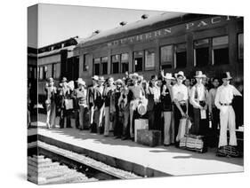 Mexican Farm Workers Boarding Train to Be Taken to Work on Us Farms-J^ R^ Eyerman-Stretched Canvas