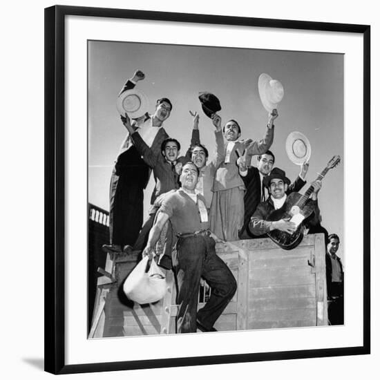 Mexican Farm Workers Riding on a Truck to Work on Us Farms-J^ R^ Eyerman-Framed Photographic Print