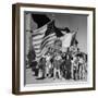 Mexican Farm Workers Waving American and Mexican Flags-J^ R^ Eyerman-Framed Premium Photographic Print