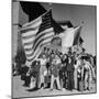Mexican Farm Workers Waving American and Mexican Flags-J^ R^ Eyerman-Mounted Premium Photographic Print