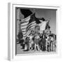 Mexican Farm Workers Waving American and Mexican Flags-J^ R^ Eyerman-Framed Photographic Print