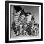 Mexican Farm Workers Waving American and Mexican Flags-J^ R^ Eyerman-Framed Photographic Print