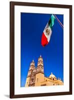 Mexican Flag, Parroquia Catedral Dolores Hidalgo, Mexico.-William Perry-Framed Premium Photographic Print