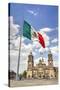 Mexican Flag, Plaza of the Constitution (Zocalo), Metropolitan Cathedral in Background-Richard Maschmeyer-Stretched Canvas