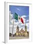 Mexican Flag, Plaza of the Constitution (Zocalo), Metropolitan Cathedral in Background-Richard Maschmeyer-Framed Photographic Print