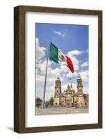 Mexican Flag, Plaza of the Constitution (Zocalo), Metropolitan Cathedral in Background-Richard Maschmeyer-Framed Photographic Print