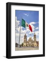 Mexican Flag, Plaza of the Constitution (Zocalo), Metropolitan Cathedral in Background-Richard Maschmeyer-Framed Photographic Print