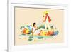 Mexican Flower Boats-null-Framed Premium Giclee Print